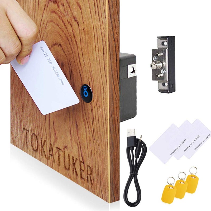 Tokatuker قفل خزانة توكاتوكير غير المرئي، قفل NFC مخفي، قفل RFID DIY مع كابل USB للطاقة لخزانة الخشب، خزانة المشروبات، فتح وإغلاق خزانة الطعام، رف سري أو لوحة مخفية - Image 1